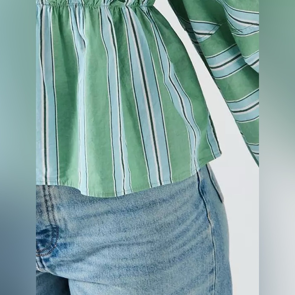 Free People Striped Brunch Babe Top, White Spruce Combo, Medium, NWT - Picture 9 of 15